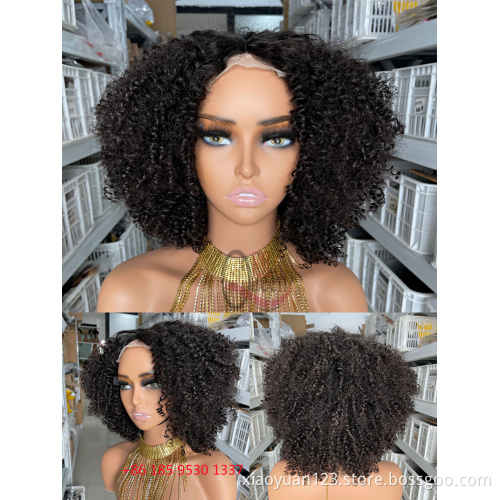 Best Selling Afro Small Kinky Curly Unprocessed Brazilian Virgin Human Hair Lace Wigs Pre Plucked Hairline for Africa Women